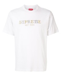 T-shirt girocollo ricamata bianca di Supreme
