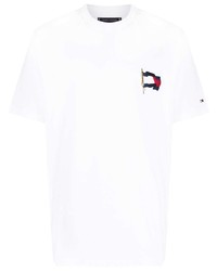 T-shirt girocollo ricamata bianca di Tommy Hilfiger