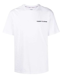 T-shirt girocollo ricamata bianca di Tommy Jeans