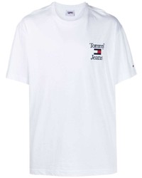 T-shirt girocollo ricamata bianca di Tommy Jeans
