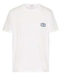 T-shirt girocollo ricamata bianca di Valentino