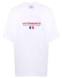 T-shirt girocollo ricamata bianca di Vetements