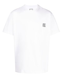T-shirt girocollo ricamata bianca di Wooyoungmi