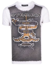 T-shirt girocollo ricamata bianca di Y/Project