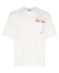 T-shirt girocollo ricamata bianca di YMC
