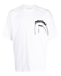 T-shirt girocollo ricamata bianca di Yoshiokubo