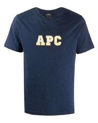 T-shirt girocollo ricamata blu scuro di A.P.C.