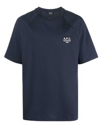 T-shirt girocollo ricamata blu scuro di A.P.C.