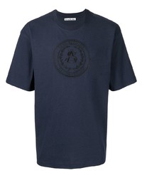 T-shirt girocollo ricamata blu scuro di Acne Studios