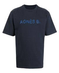 T-shirt girocollo ricamata blu scuro di agnès b.