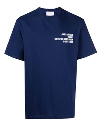 T-shirt girocollo ricamata blu scuro di Axel Arigato