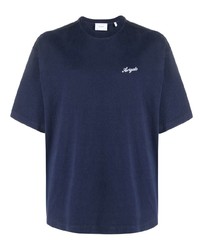 T-shirt girocollo ricamata blu scuro di Axel Arigato