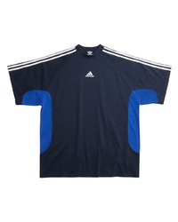 T-shirt girocollo ricamata blu scuro di Balenciaga