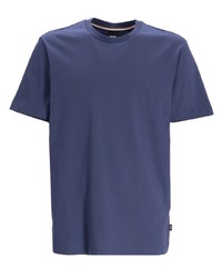 T-shirt girocollo ricamata blu scuro di BOSS