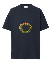 T-shirt girocollo ricamata blu scuro di Burberry