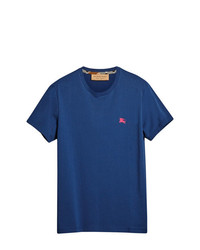 T-shirt girocollo ricamata blu scuro di Burberry