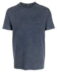 T-shirt girocollo ricamata blu scuro di Dondup