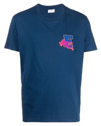 T-shirt girocollo ricamata blu scuro di Etro