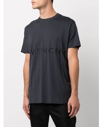 T-shirt girocollo ricamata blu scuro di Givenchy