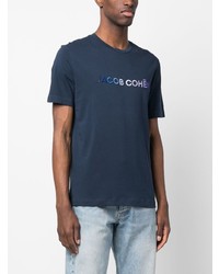 T-shirt girocollo ricamata blu scuro di Jacob Cohen