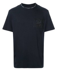 T-shirt girocollo ricamata blu scuro di Kent & Curwen