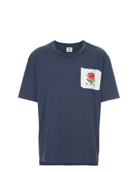 T-shirt girocollo ricamata blu scuro di Kent & Curwen