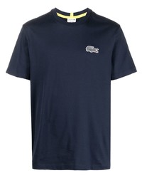 T-shirt girocollo ricamata blu scuro di Lacoste