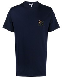 T-shirt girocollo ricamata blu scuro di Loewe