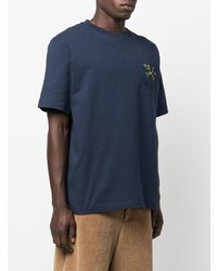 T-shirt girocollo ricamata blu scuro di Kenzo