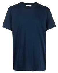 T-shirt girocollo ricamata blu scuro di Manuel Ritz