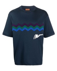T-shirt girocollo ricamata blu scuro di Missoni