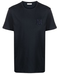 T-shirt girocollo ricamata blu scuro di Moncler