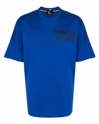 T-shirt girocollo ricamata blu scuro di Moncler