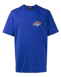 T-shirt girocollo ricamata blu scuro di MSGM