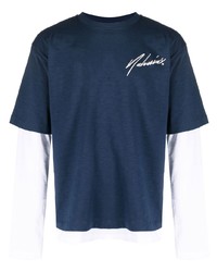 T-shirt girocollo ricamata blu scuro di Nahmias