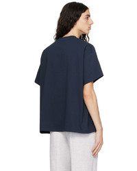 T-shirt girocollo ricamata blu scuro di Recto