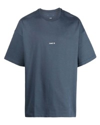 T-shirt girocollo ricamata blu scuro di Oamc