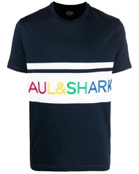 T-shirt girocollo ricamata blu scuro di Paul & Shark