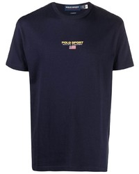T-shirt girocollo ricamata blu scuro di POLO RALPH LAUREN SPORT