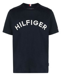 T-shirt girocollo ricamata blu scuro di Tommy Hilfiger