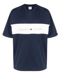 T-shirt girocollo ricamata blu scuro di Tommy Jeans