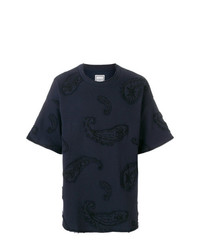 T-shirt girocollo ricamata blu scuro di Wooyoungmi