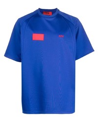 T-shirt girocollo ricamata blu di 424