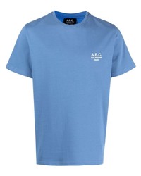 T-shirt girocollo ricamata blu di A.P.C.