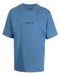 T-shirt girocollo ricamata blu di agnès b.