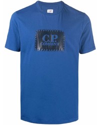 T-shirt girocollo ricamata blu di C.P. Company