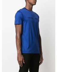 T-shirt girocollo ricamata blu di Emporio Armani