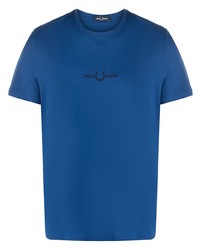 T-shirt girocollo ricamata blu di Fred Perry