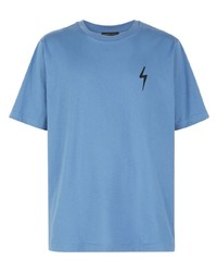 T-shirt girocollo ricamata blu di Giuseppe Zanotti