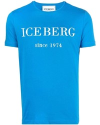 T-shirt girocollo ricamata blu di Iceberg
